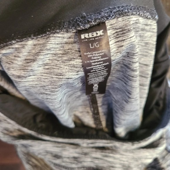 RBX ☆ Black & Gray Athletic 7/8 Leggings w/ Mesh Panels. Sz L (12-14), FREE S/H - Picture 4 of 5